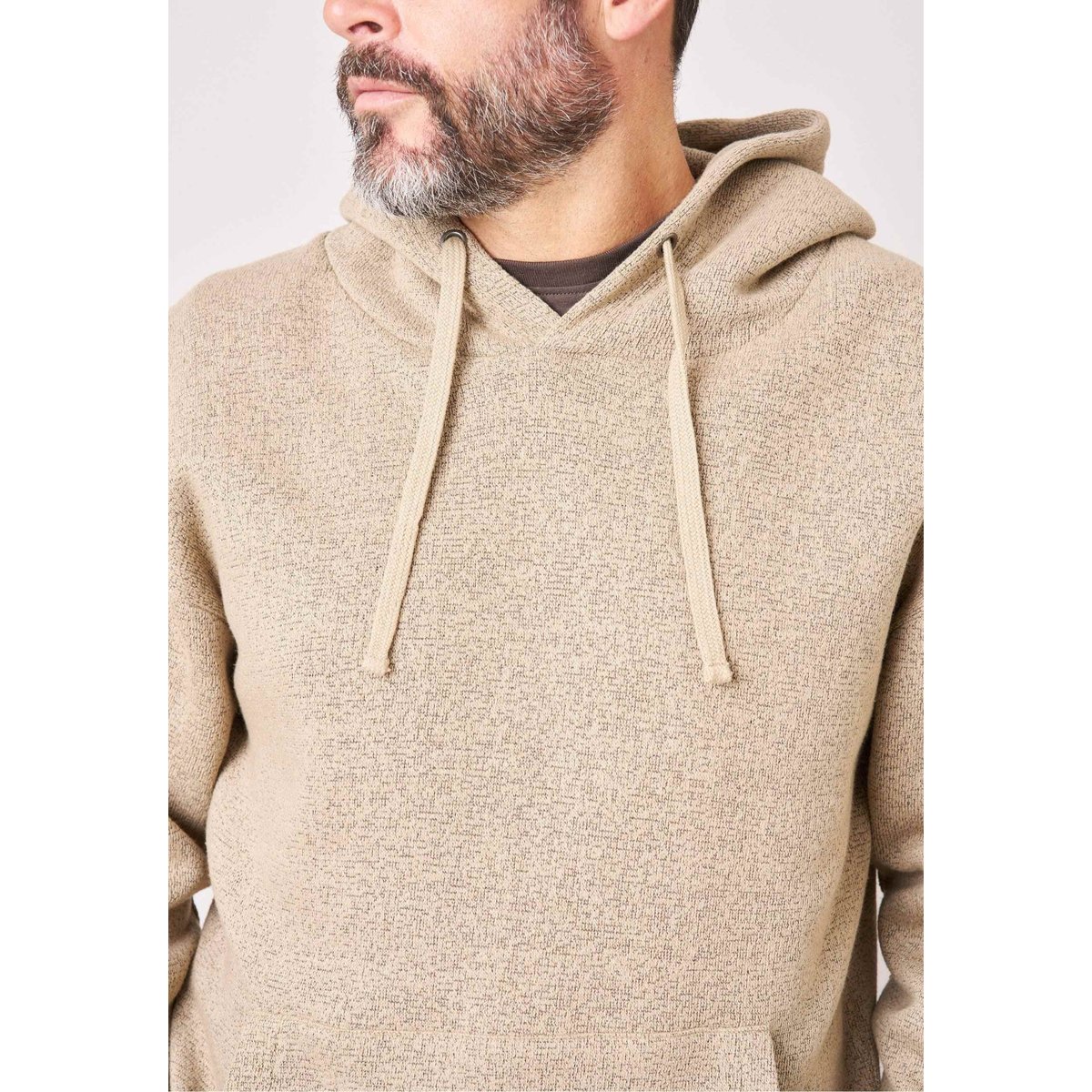 Sweat à capuche loose homme en coton texturé avec patch étoile DAPPERON beige, DEELUXE