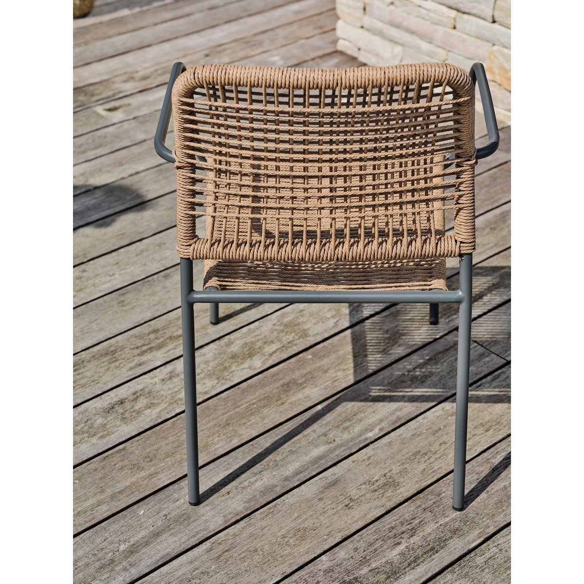 Fauteuil de jardin empilable en corde et acier MARCEAU gris anthracite, CITY GARDEN