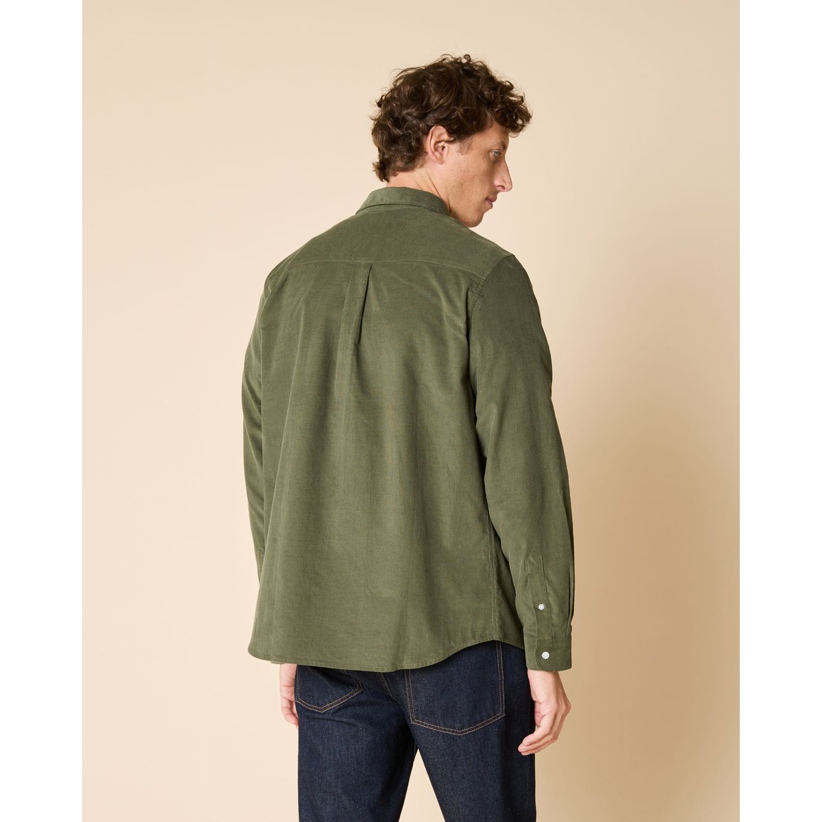 Chemise en velours côtelé kaki, FAGUO