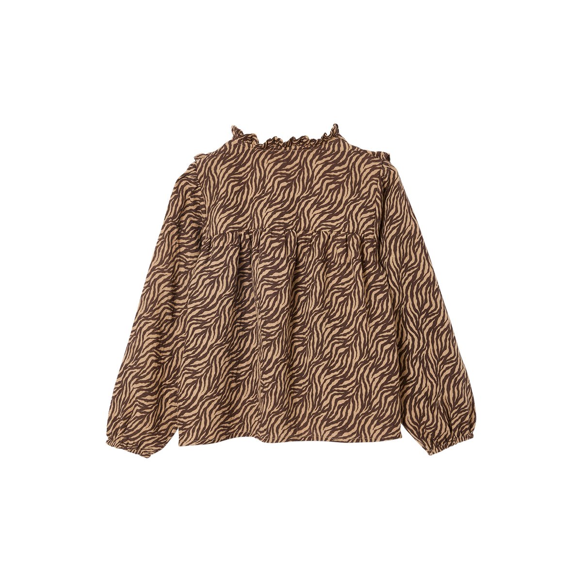 Blouse en gaze de coton motif zébré chocolat, VERTBAUDET