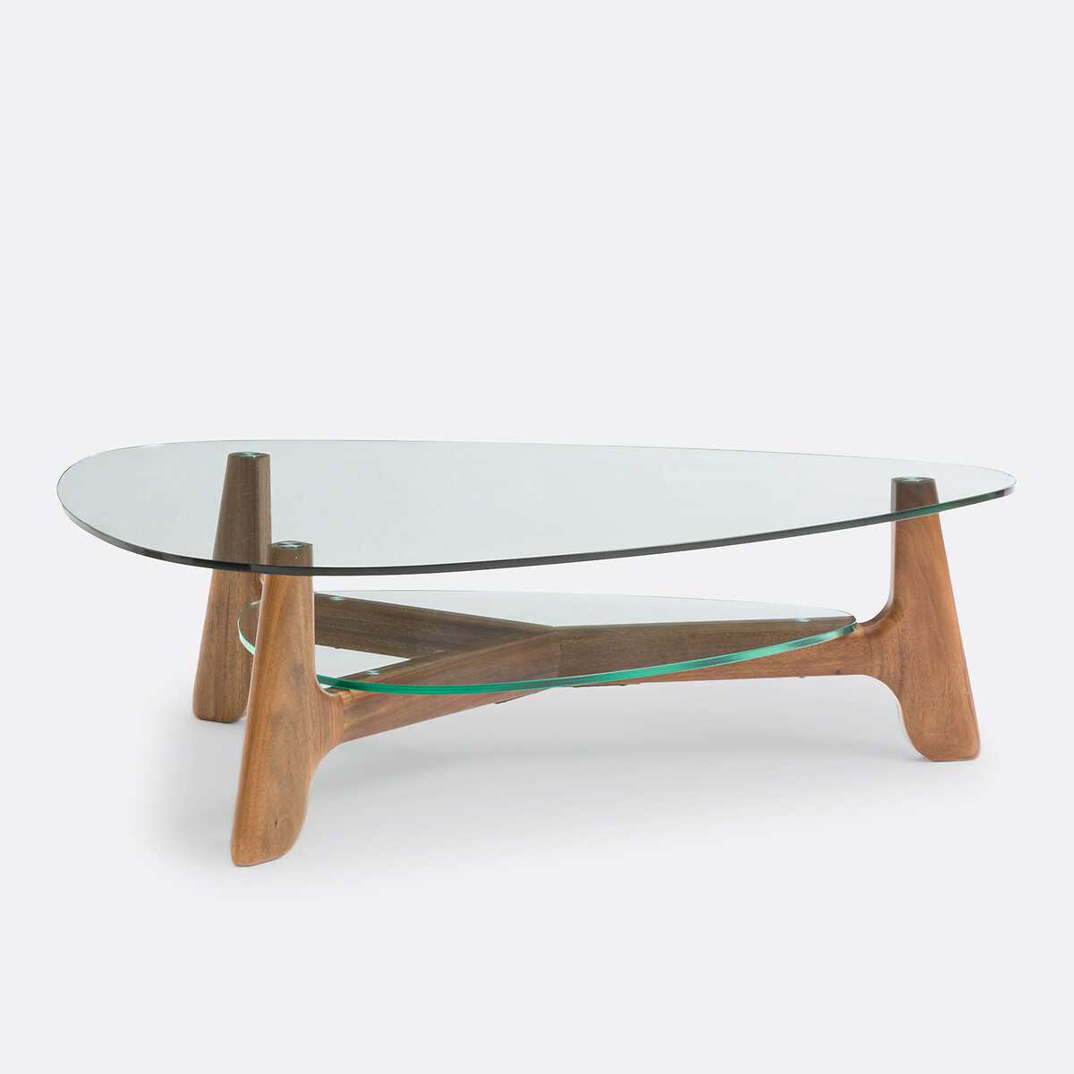 Table basse double plateau verre et noyer, Aiole noyer, LA REDOUTE INTERIEURS