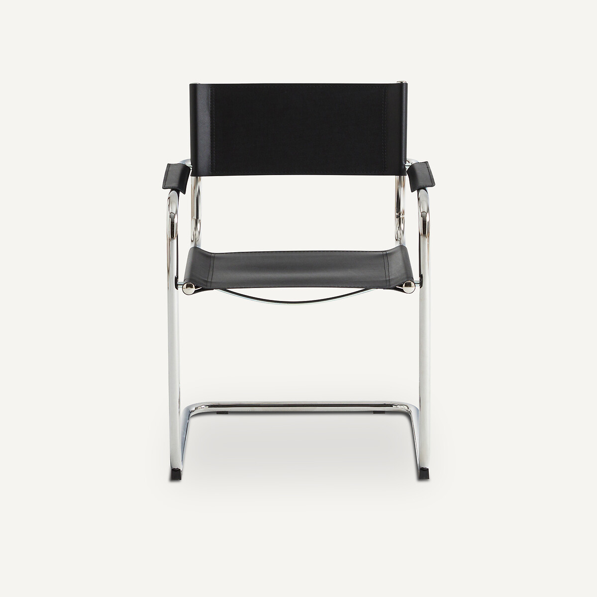 Winset Genuine Split Leather Table Armchair black, AM.PM