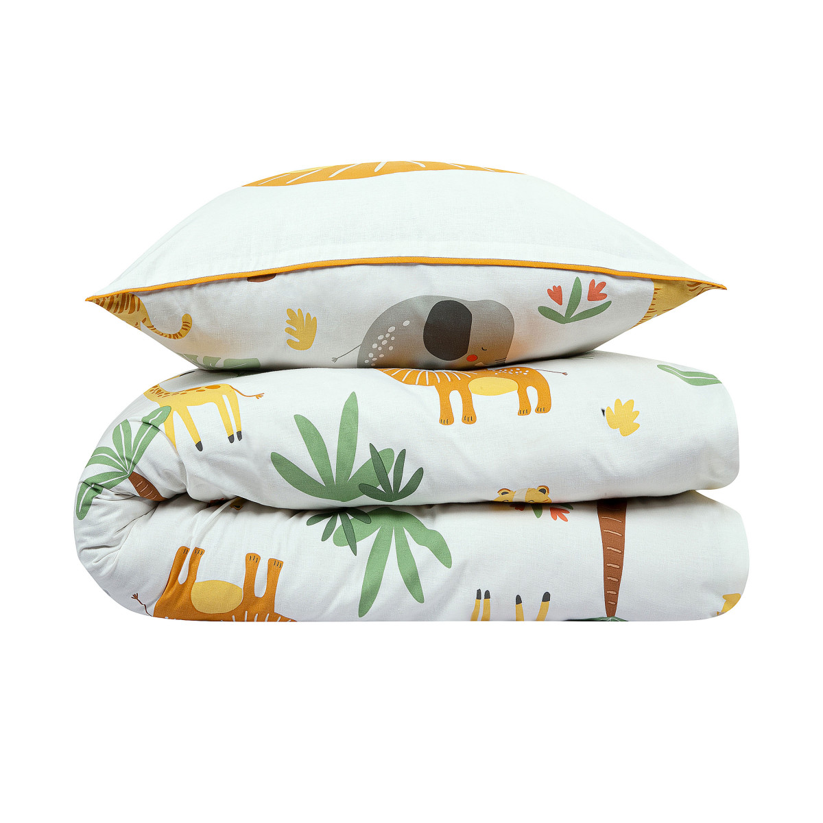 Parure de lit enfant lion jungle réversible SAVANE blanc, FUTURE HOME