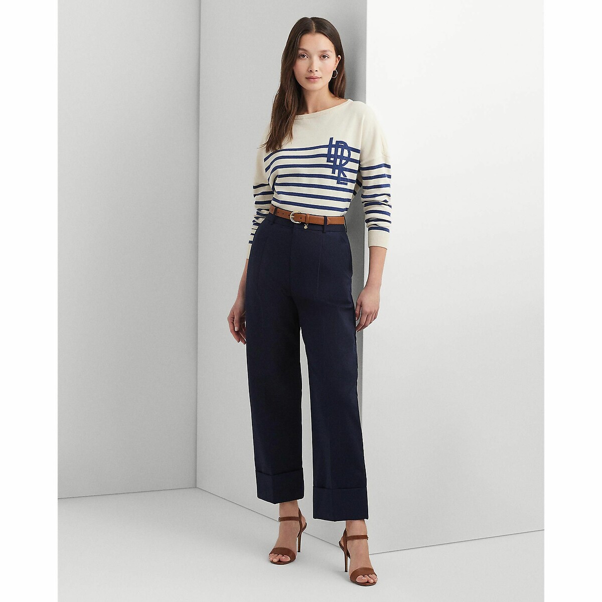 Pantalon large longueur cheville marine, LAUREN RALPH LAUREN