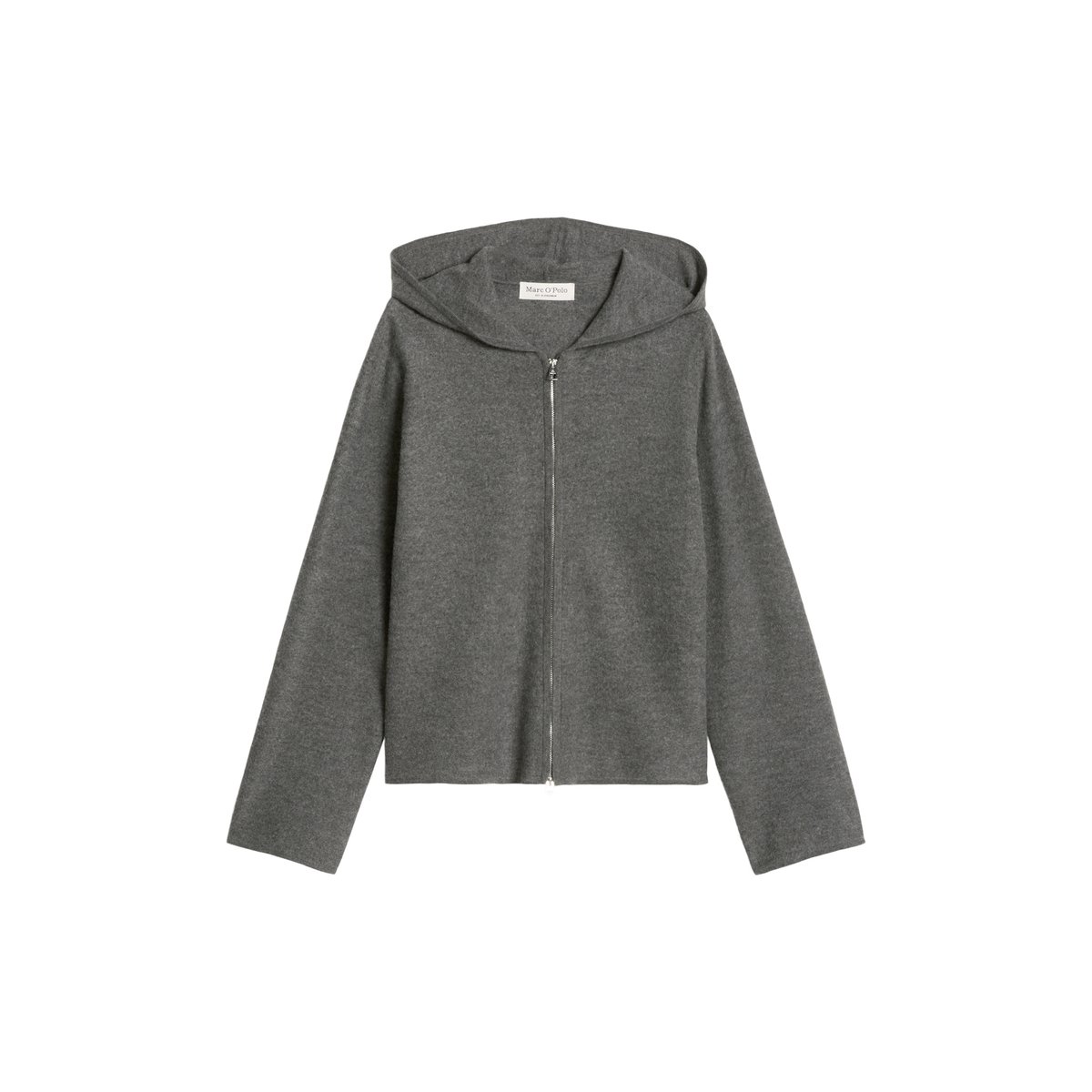 Cardigan zippé loose en laine bouillie gris, MARC O'POLO