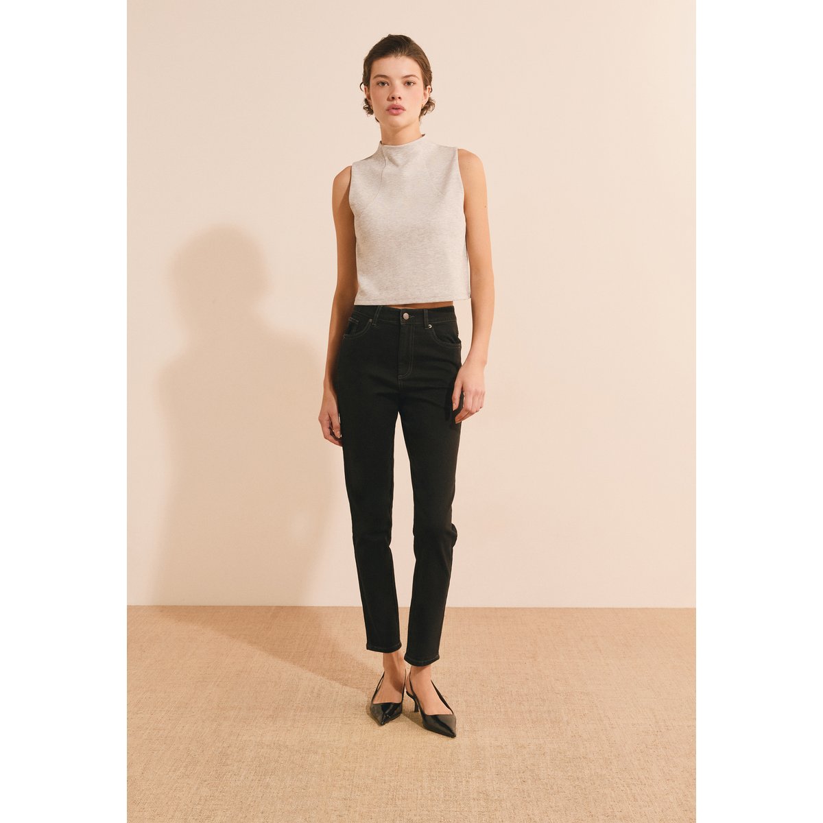 Top manches courtes avec coton AMBRE TOP gris clair, ETAM