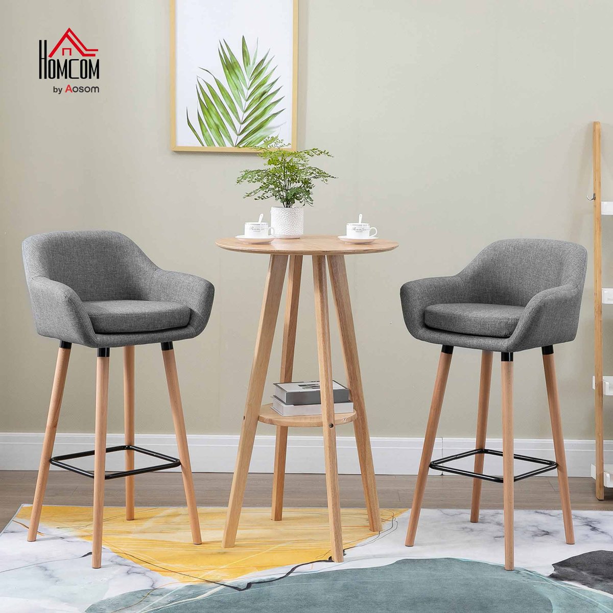 Tabouret de bar Lin Gris foncé gris foncé, HOMCOM