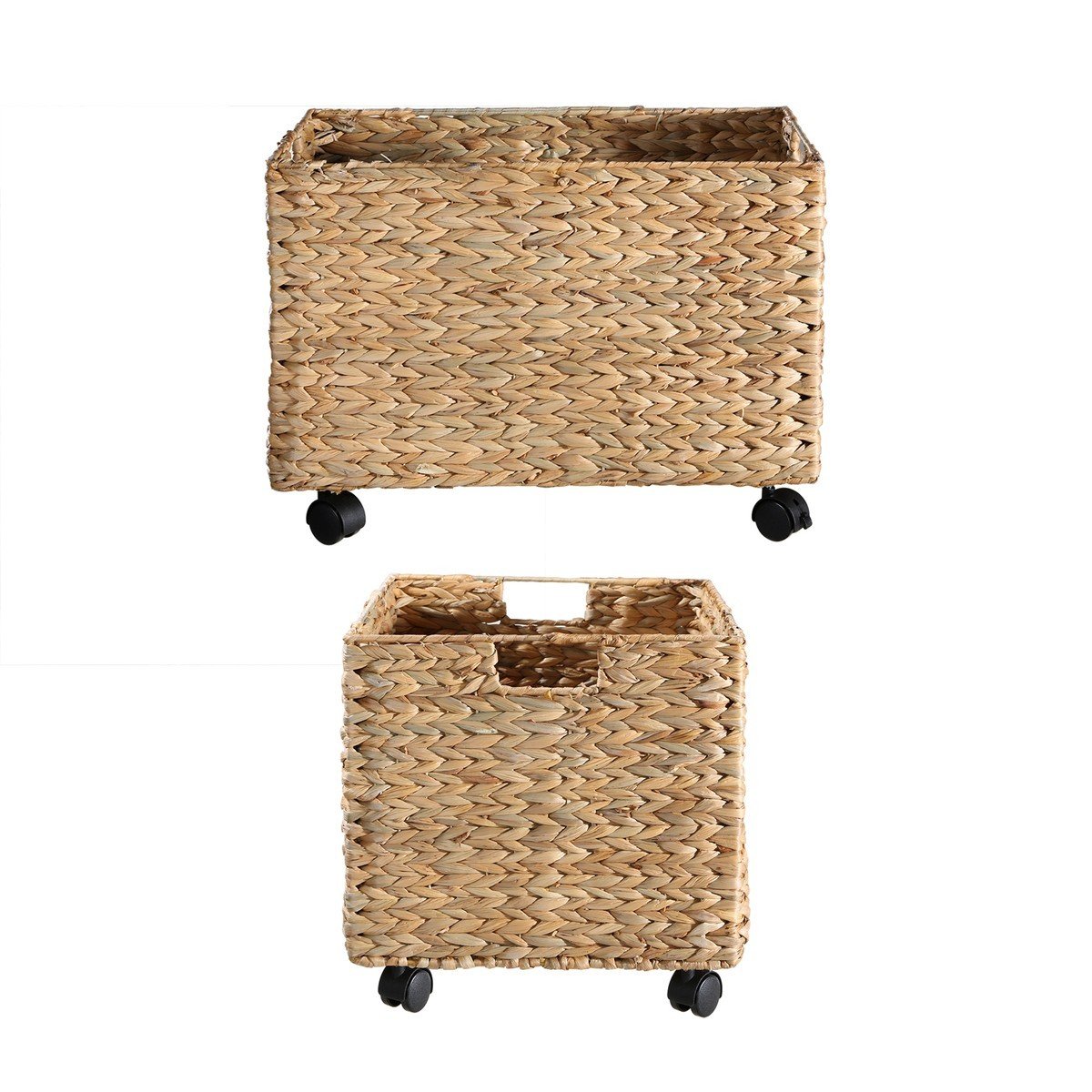 Coffre à jouet à roulettes en jacinthe d'eau - L50 cm beige, CALICOSY