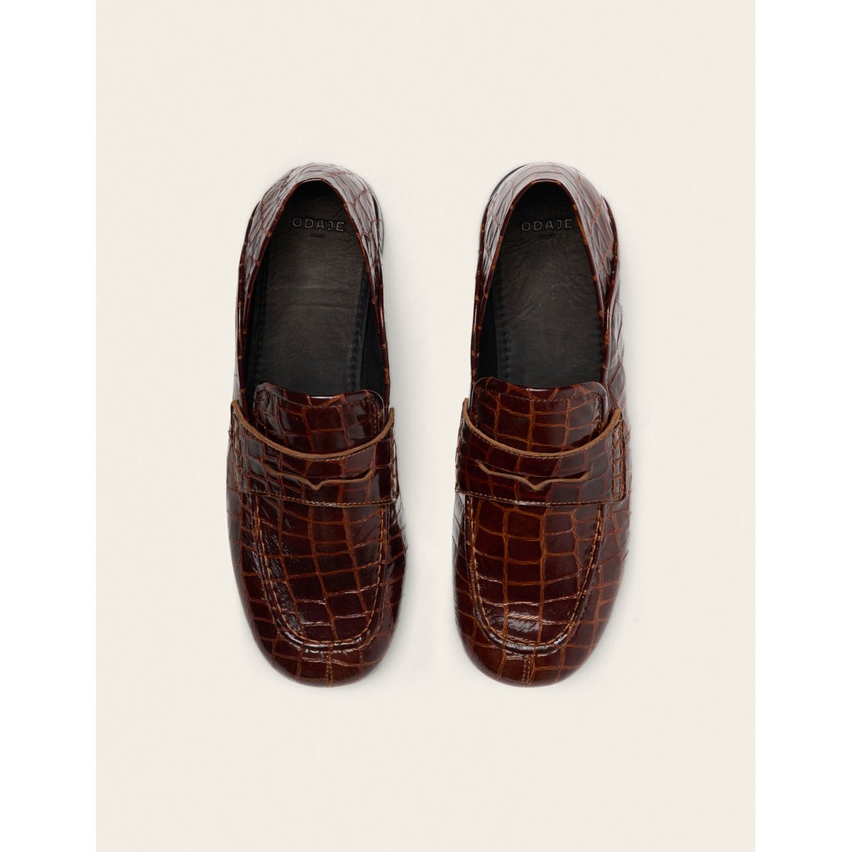 Mocassins GEMA cuir croco marron, ODAJE