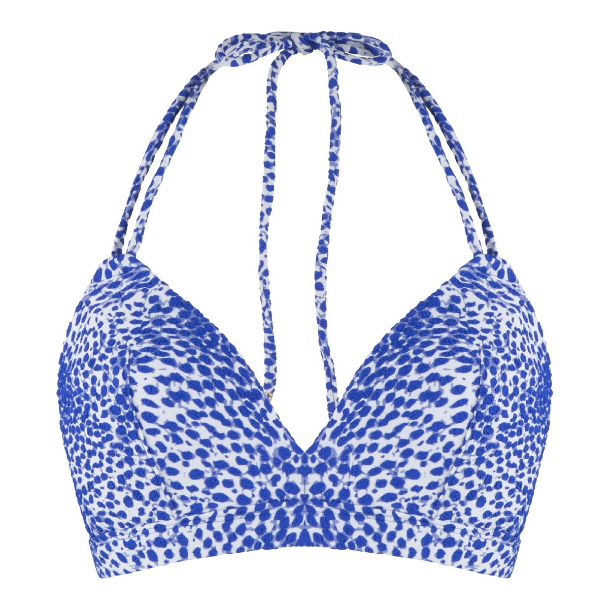 Haut de maillot de bain triangle imprimé bleu blanc, LINGADORE