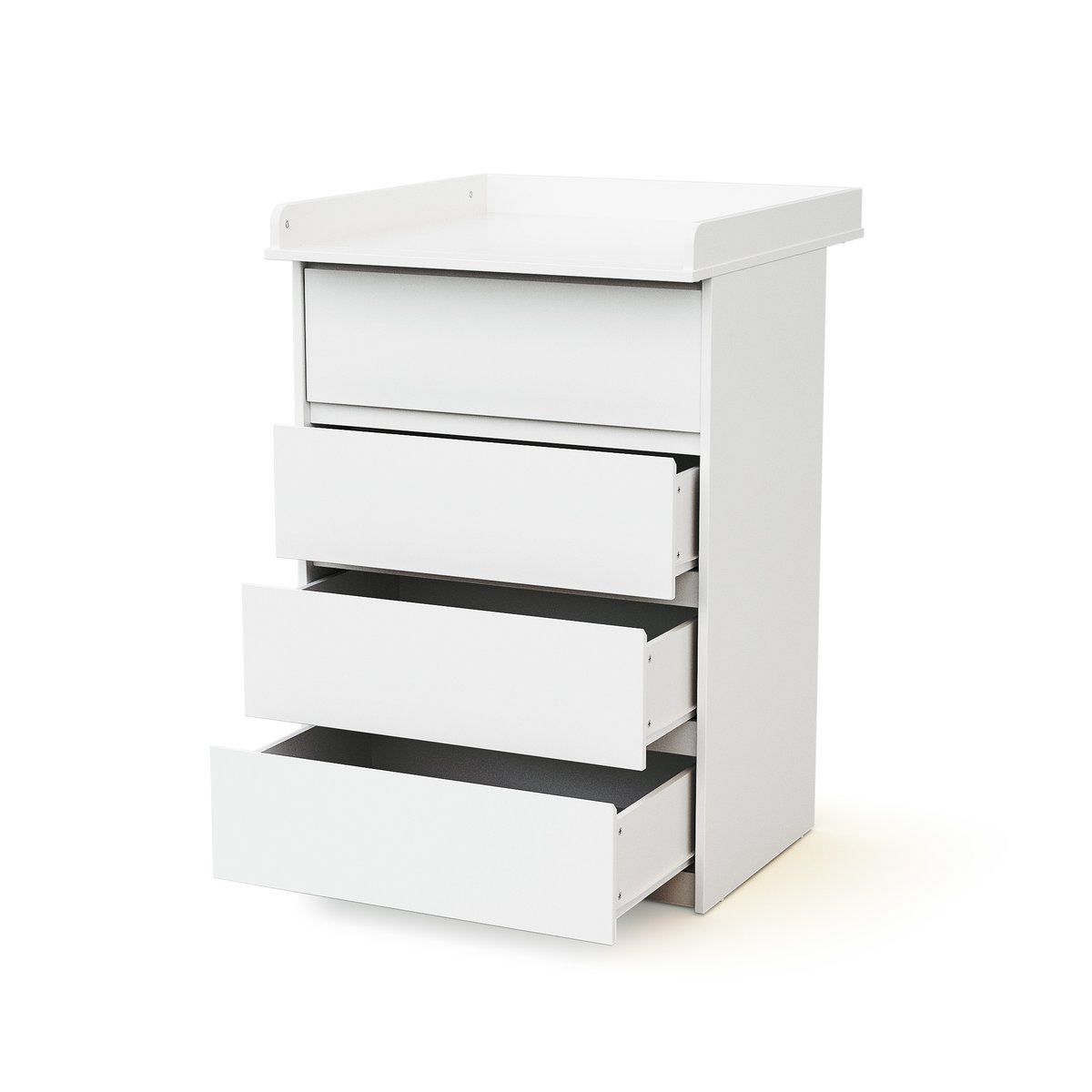 Commode bébé 4 tiroirs en bois avec plan à langer en bois 70 cm UNO blanc, WEBABY