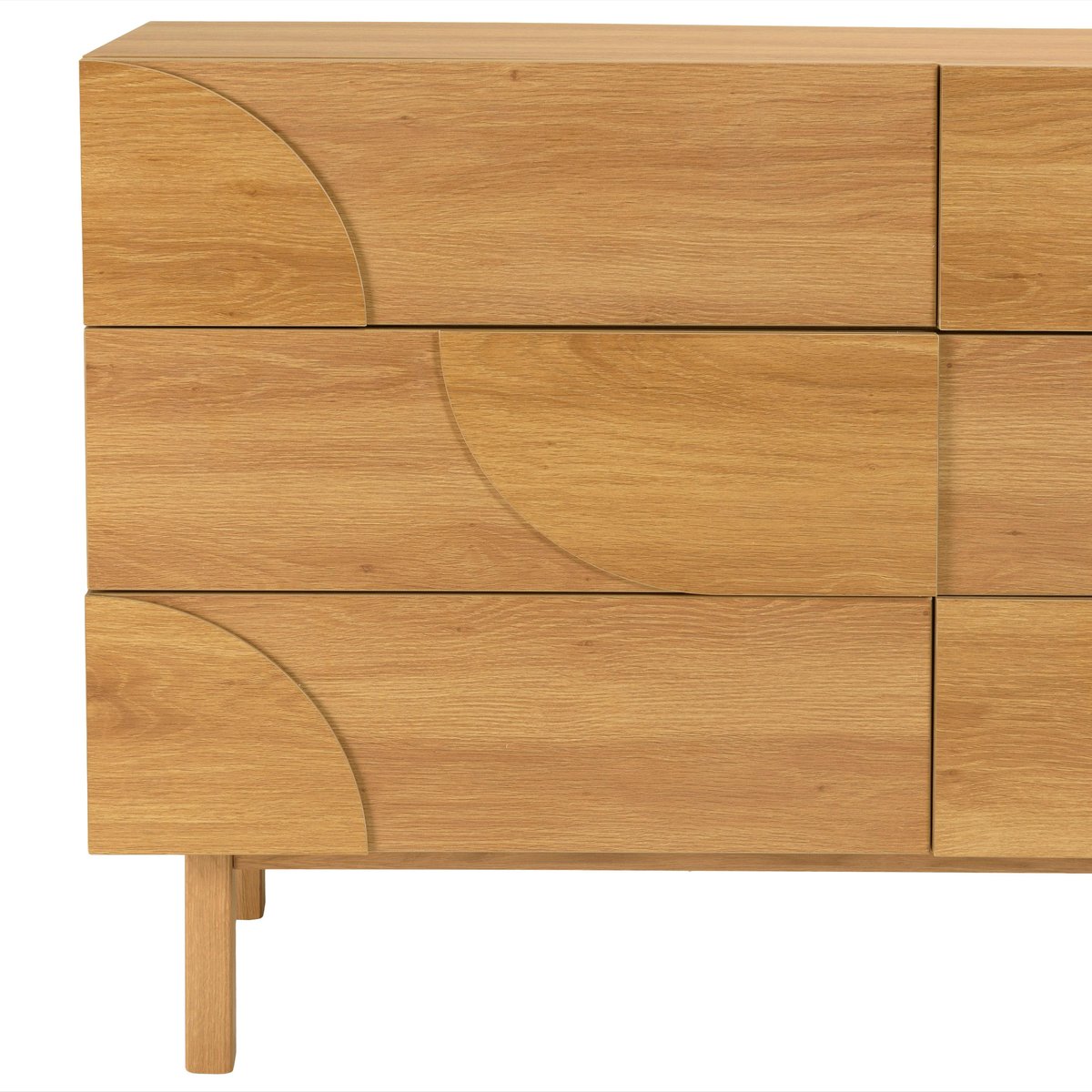 Commode couleur naturelle 6 tiroirs décor motif arrondi ELTON bois naturel, PIER IMPORT