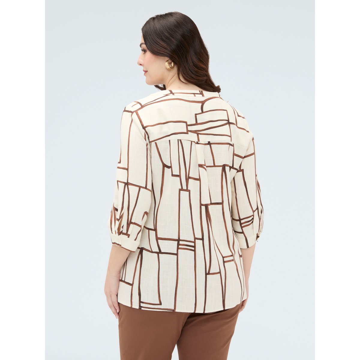 Blouse imprimé géométrique beige, FIORELLA RUBINO