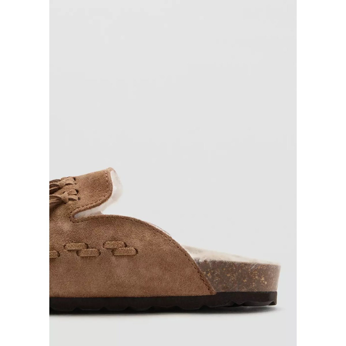 Sabots en cuir à franges marron moyen, MANGO KIDS
