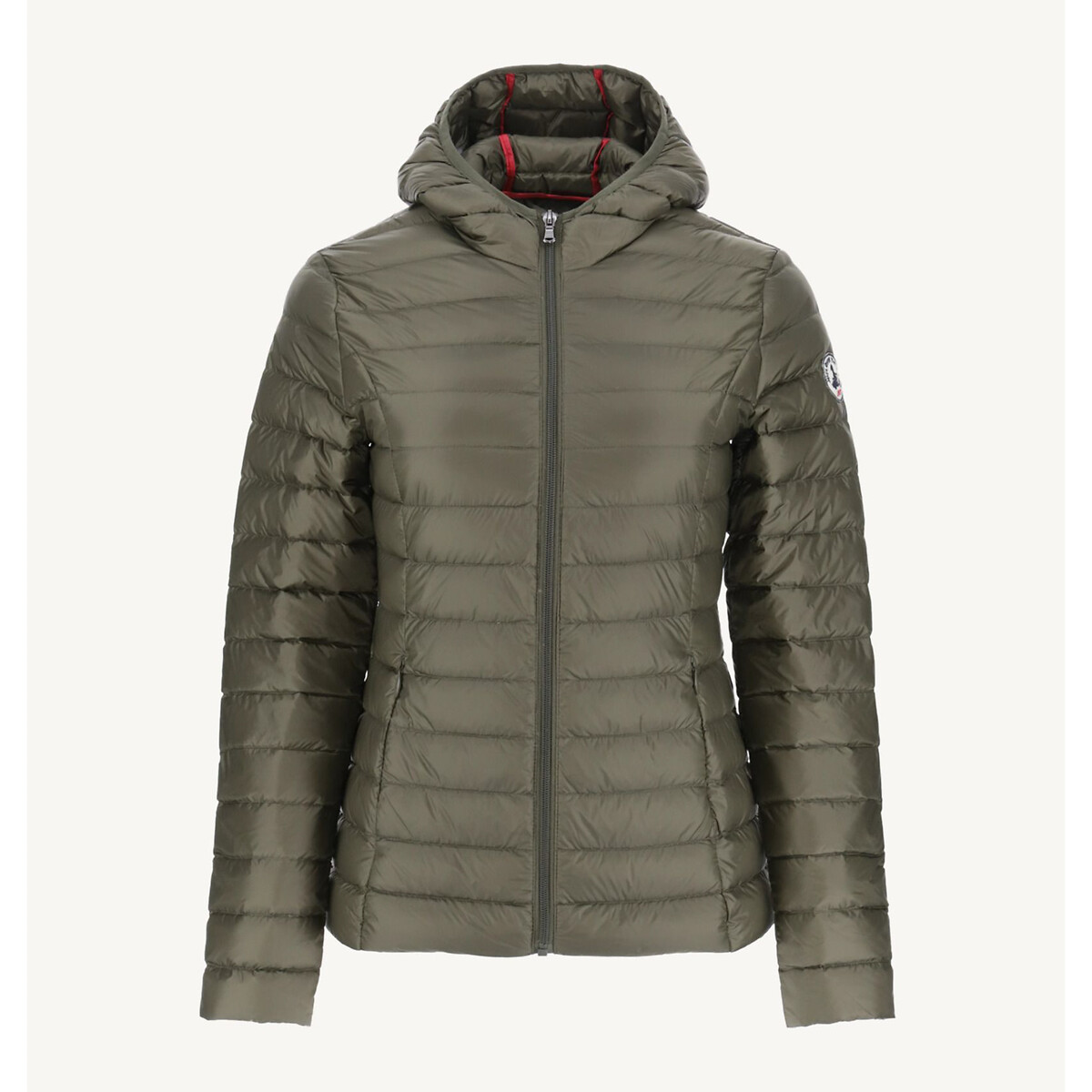 Cloe Quilted Padded Jacket with Hood and Zip Fastening military khaki, JOTT