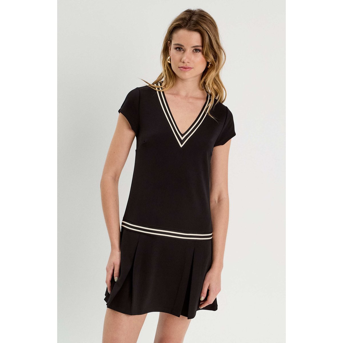 Robe évasée avec bandes noir, CACHE CACHE