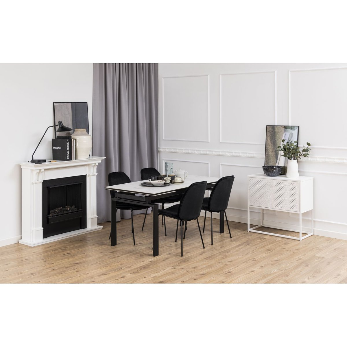 Lot de 2 chaises Billie en velours et métal noir, TOILINUX