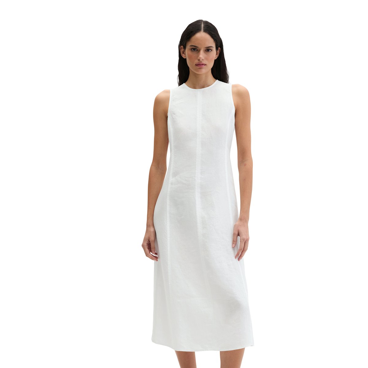 Robe en lin shaped avec fermeture éclair sans couture blanc, MARC O'POLO