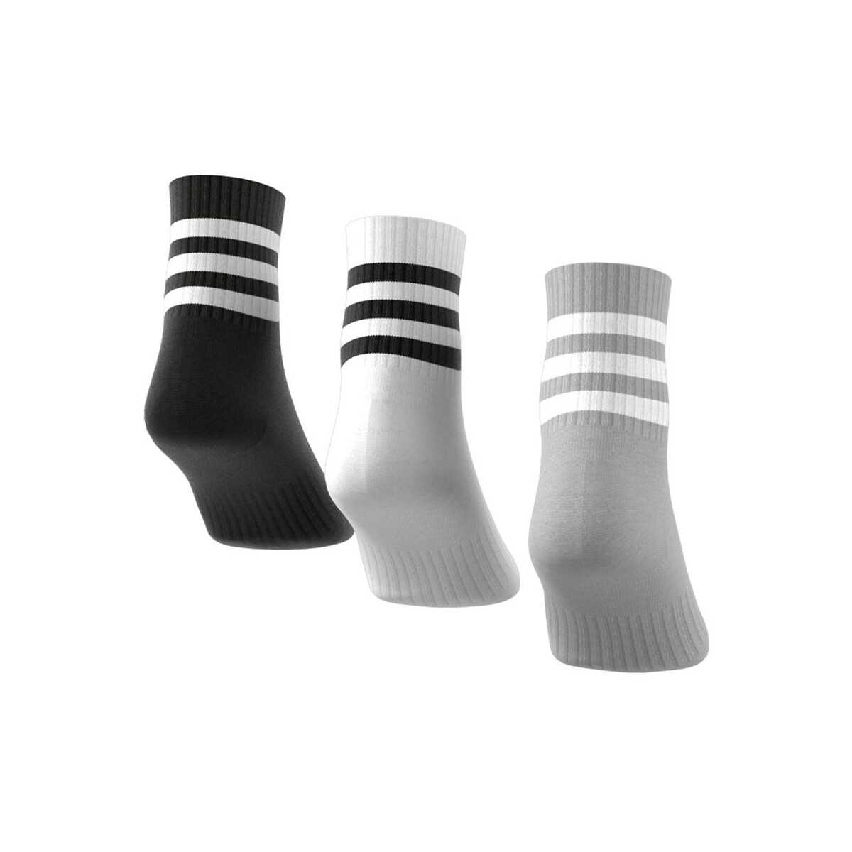 Lot de 3 paires molletonnées mi-montantes noir + blanc + gris, adidas Performance