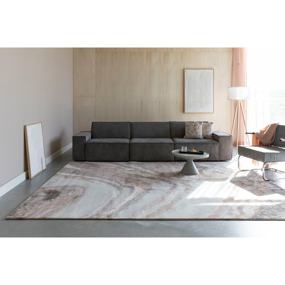 Tapis en tissu 160x230 cm SOLAR marron, ZUIVER