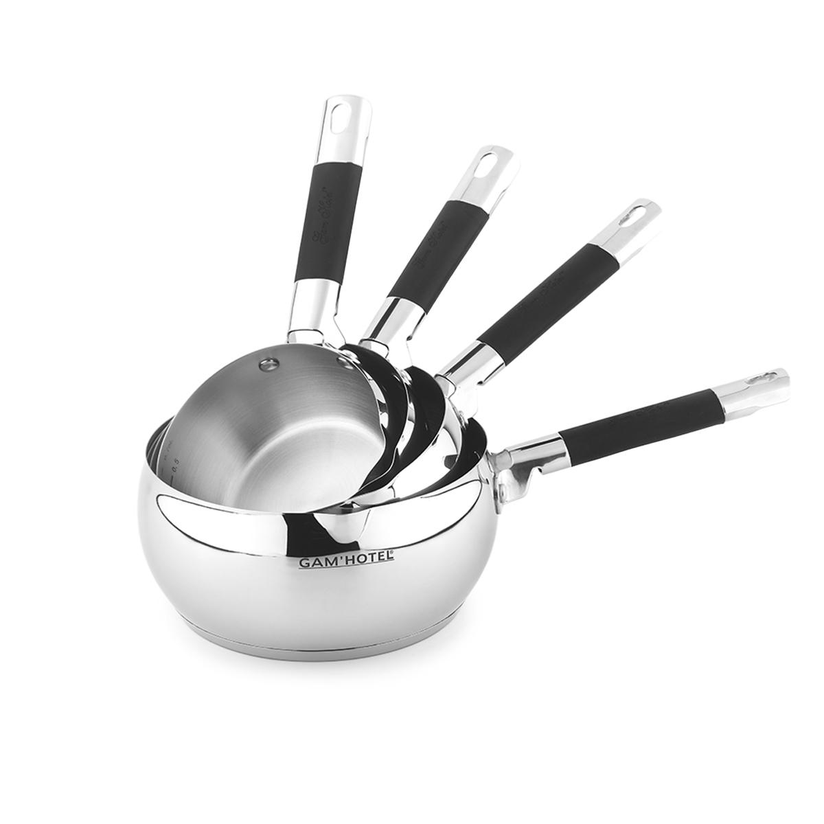4 Casseroles 14/16/18/20cm - Inox induction couleur unique, GAM HOTEL