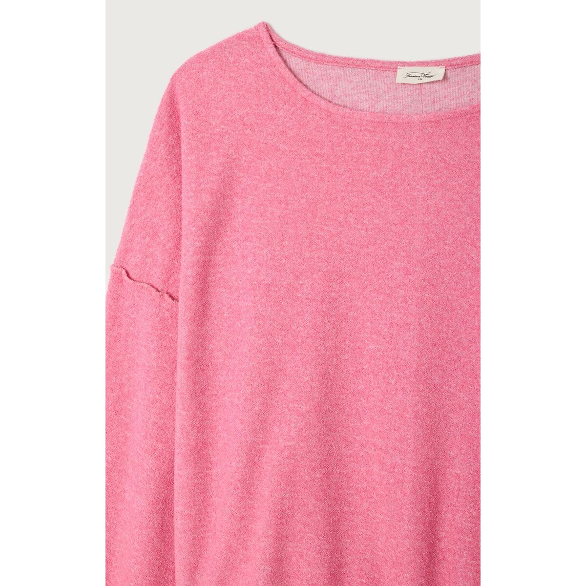 Sweat col rond manches longues, CLUWAY rose chiné, AMERICAN VINTAGE