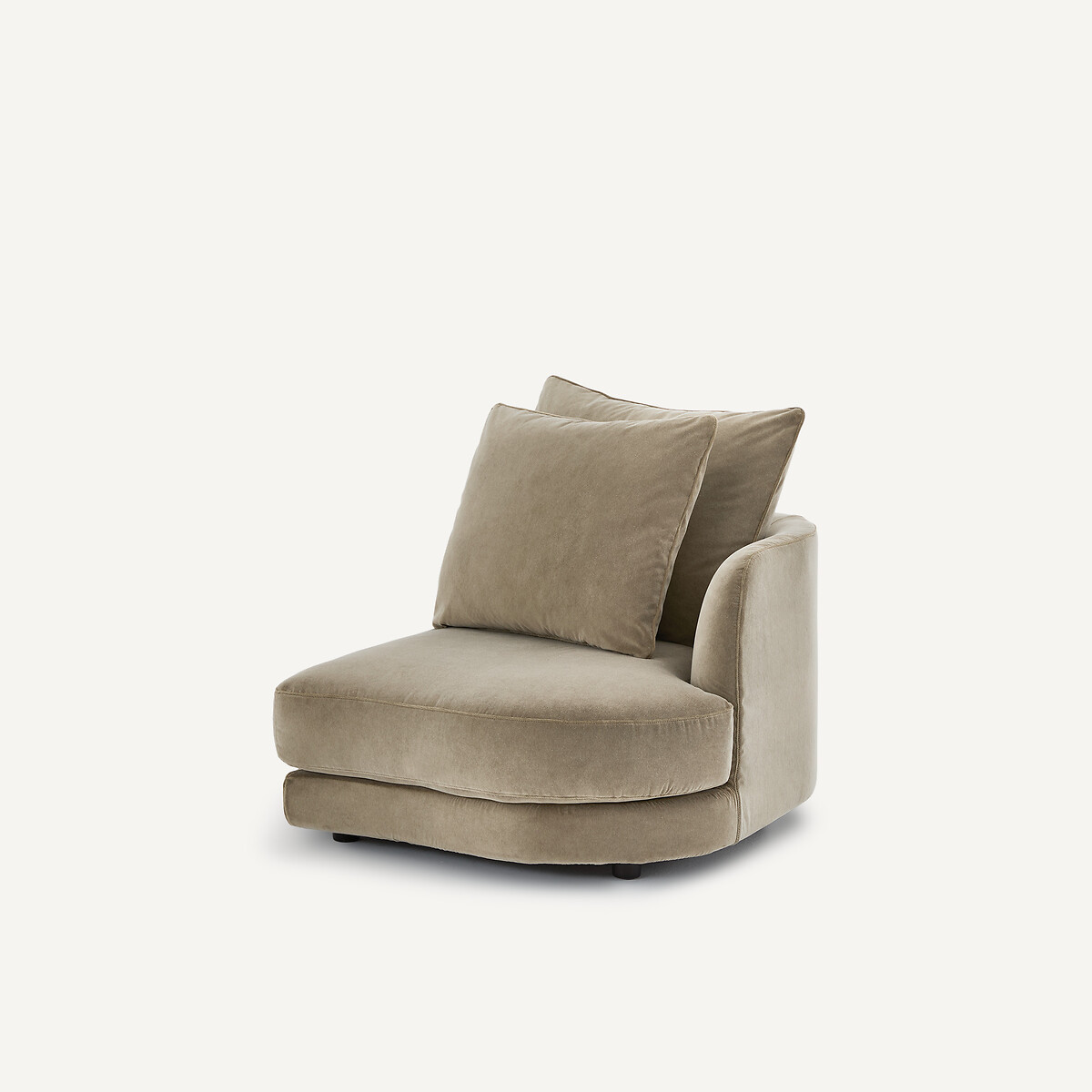 Rechtes, abgerundetes, modulares Halbsofa aus stonewashed-Samt, TIBERIO shiitakegrau, AM.PM