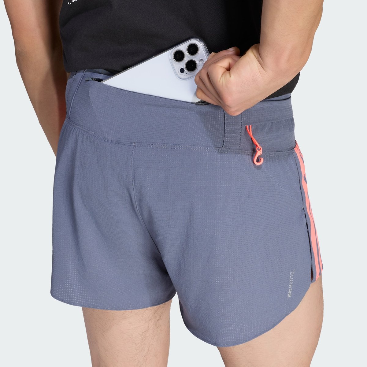 Short de running, slim, ADIZERO gris/rouge, adidas Performance