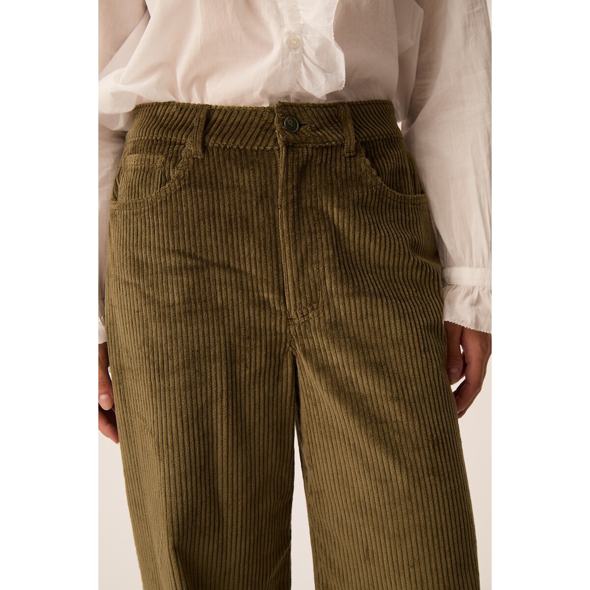 Pantalon large en velours côtelé, TEDETTE kaki, DES PETITS HAUTS