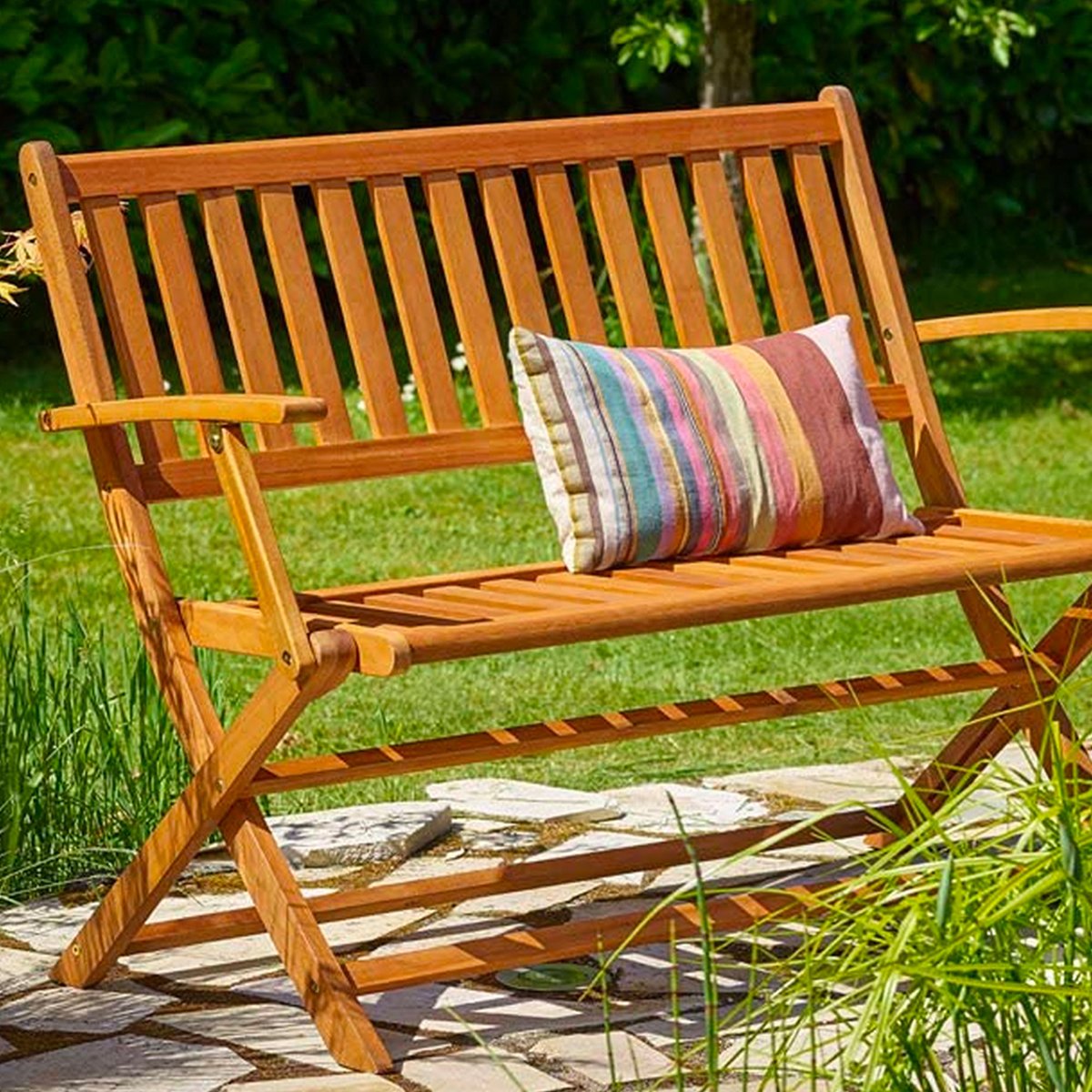Banc de jardin en bois pliable 118x63.5x89cm bois, WADIGA