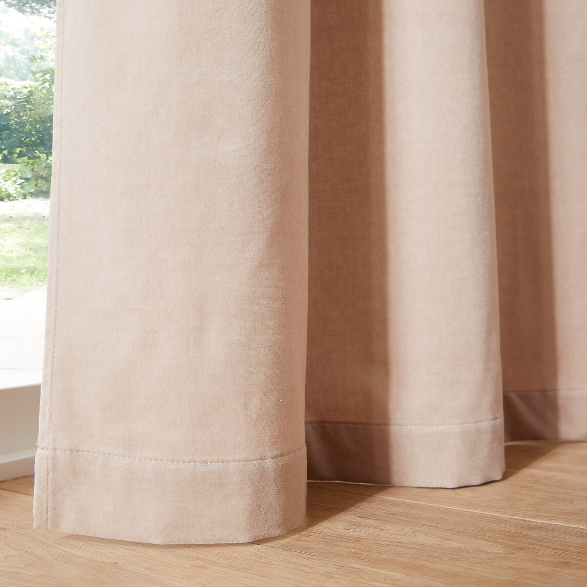 Cortinado em veludo com ilhós, Velvet bege, LA REDOUTE INTERIEURS
