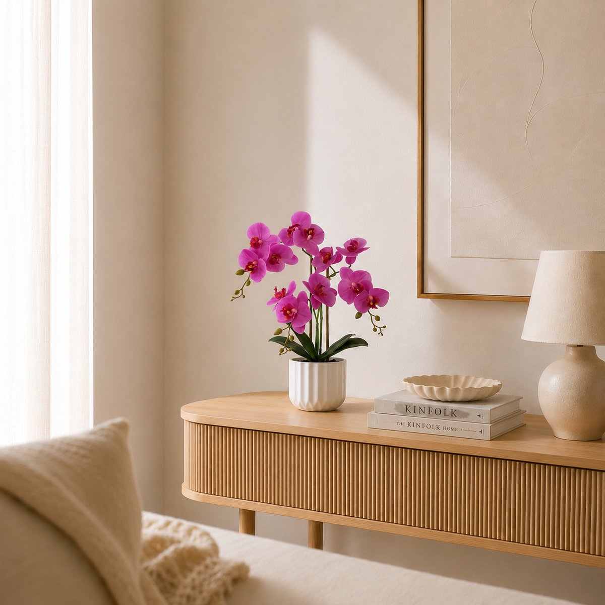 Orchidée artificielle fuchsia 50cm autres, LIGNE DECO