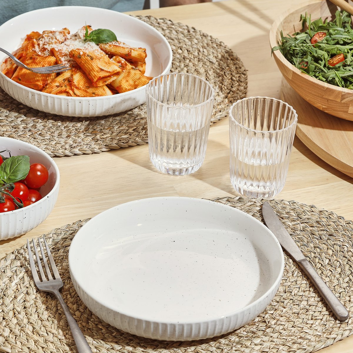 Lot de 4 assiettes creuses ORA GLOSS blanc, SALT & PEPPER