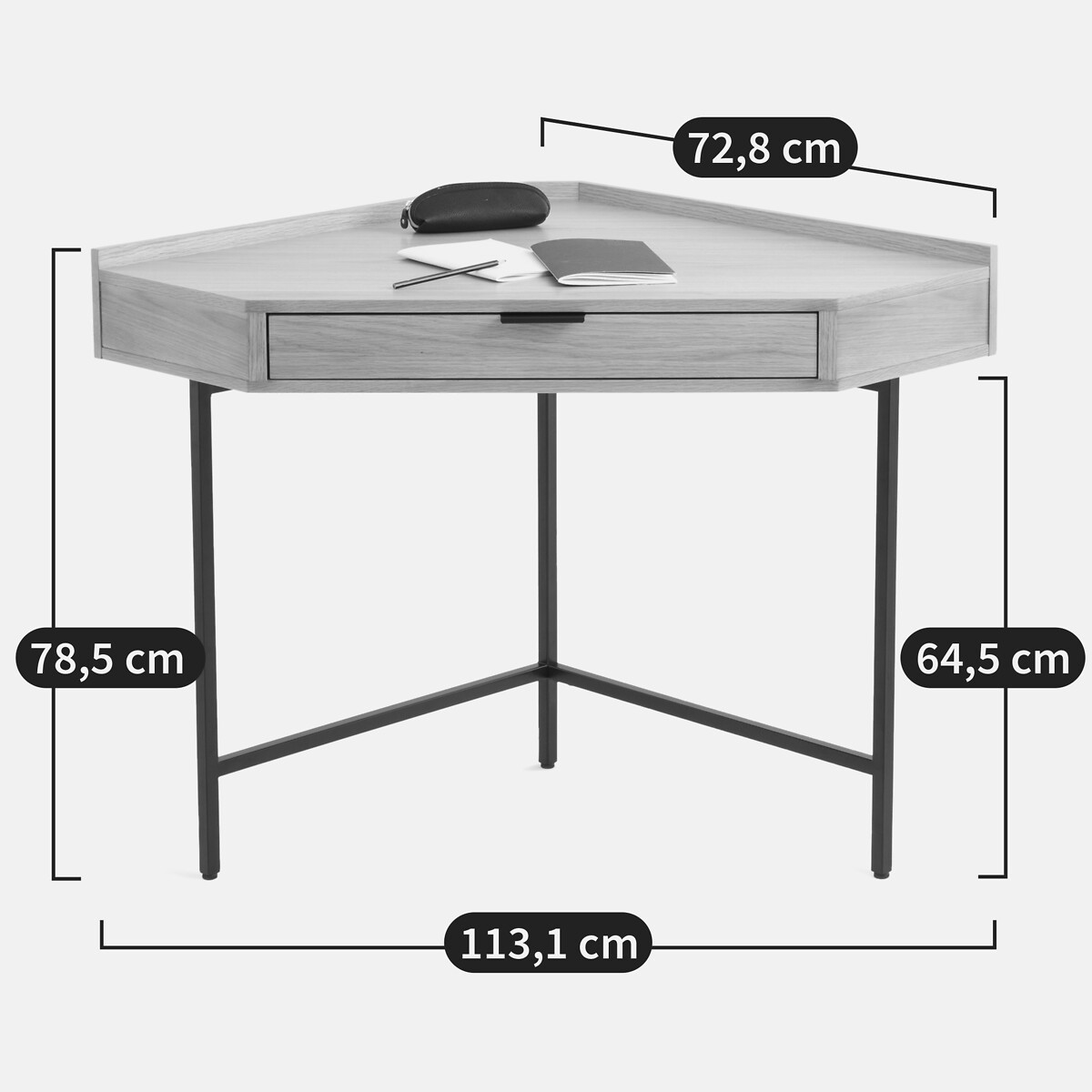 Eckschreibtisch Volga mit 1 Schublade holz hell, LA REDOUTE INTERIEURS
