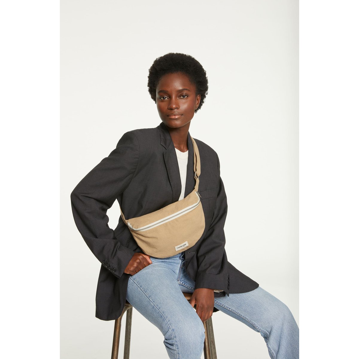 Sac banane zippé CUSTINE beige, RIVEDROITE