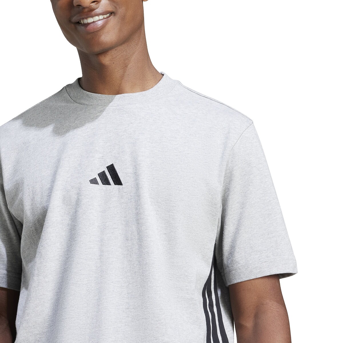 T-shirt manches courtes Essentiel 3 bandes gris chiné, ADIDAS SPORTSWEAR