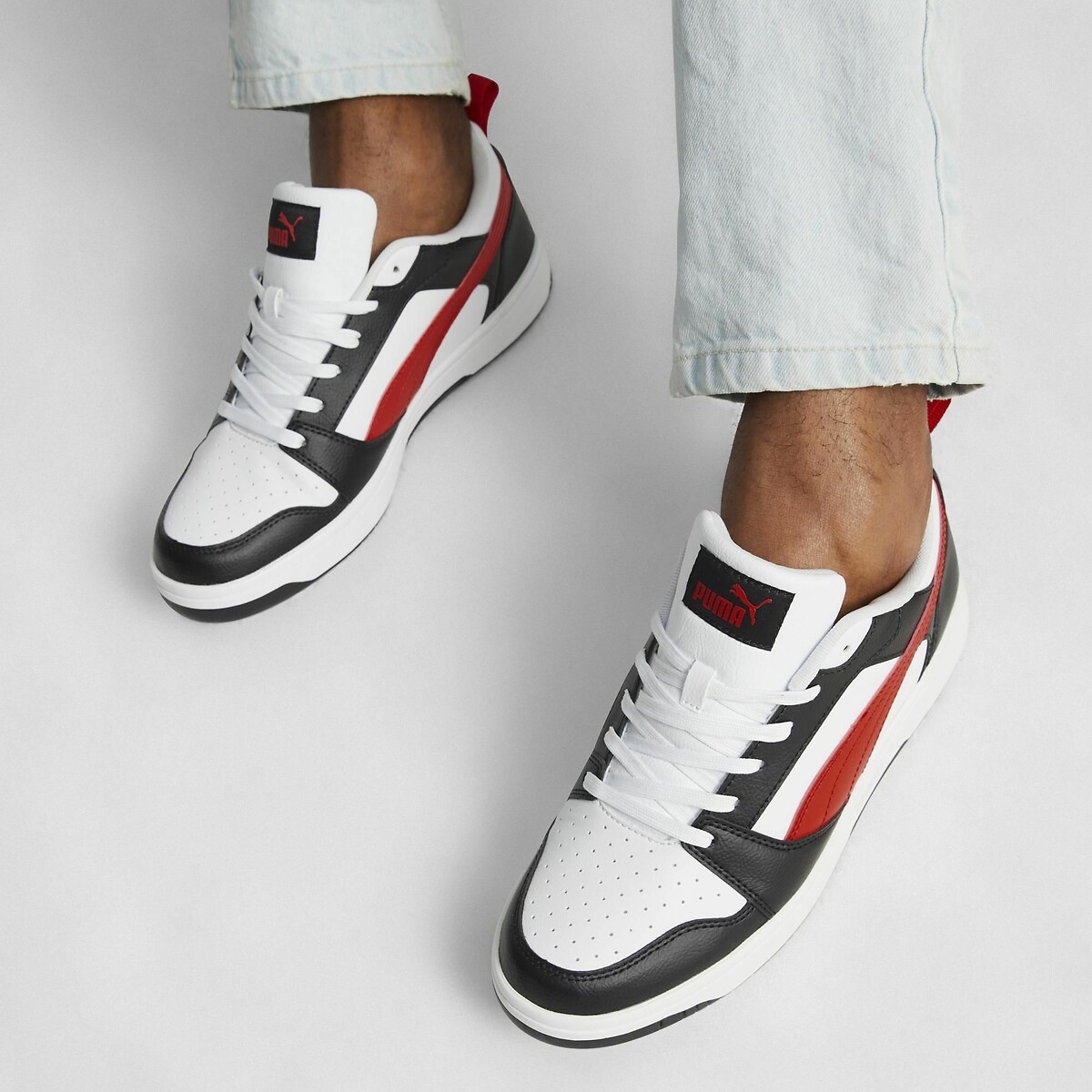 Baskets Rebound v6 Low blanc/noir/rouge, PUMA