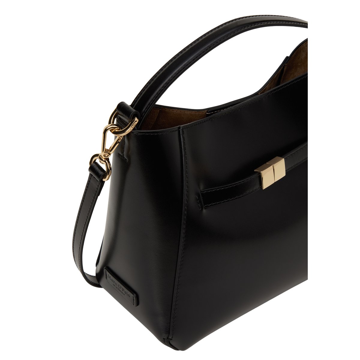 Sac à bandoulière modèle Tilda en cuir de veau de grande qualité noir, MARC O'POLO
