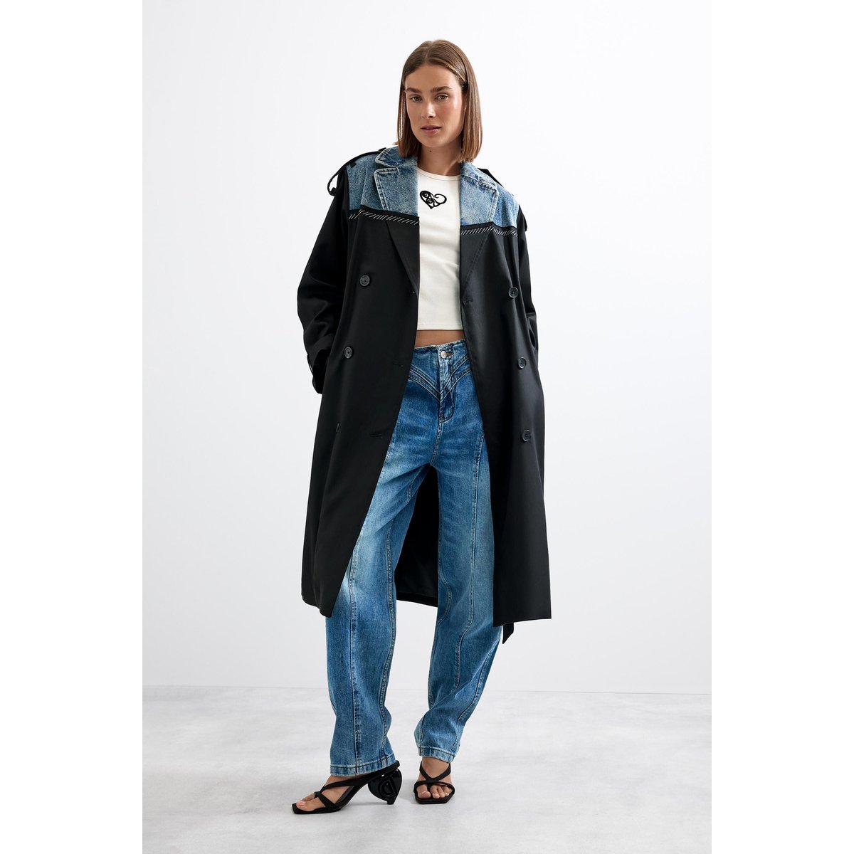 MANTEAU TRENCH LONG noir, DESIGUAL