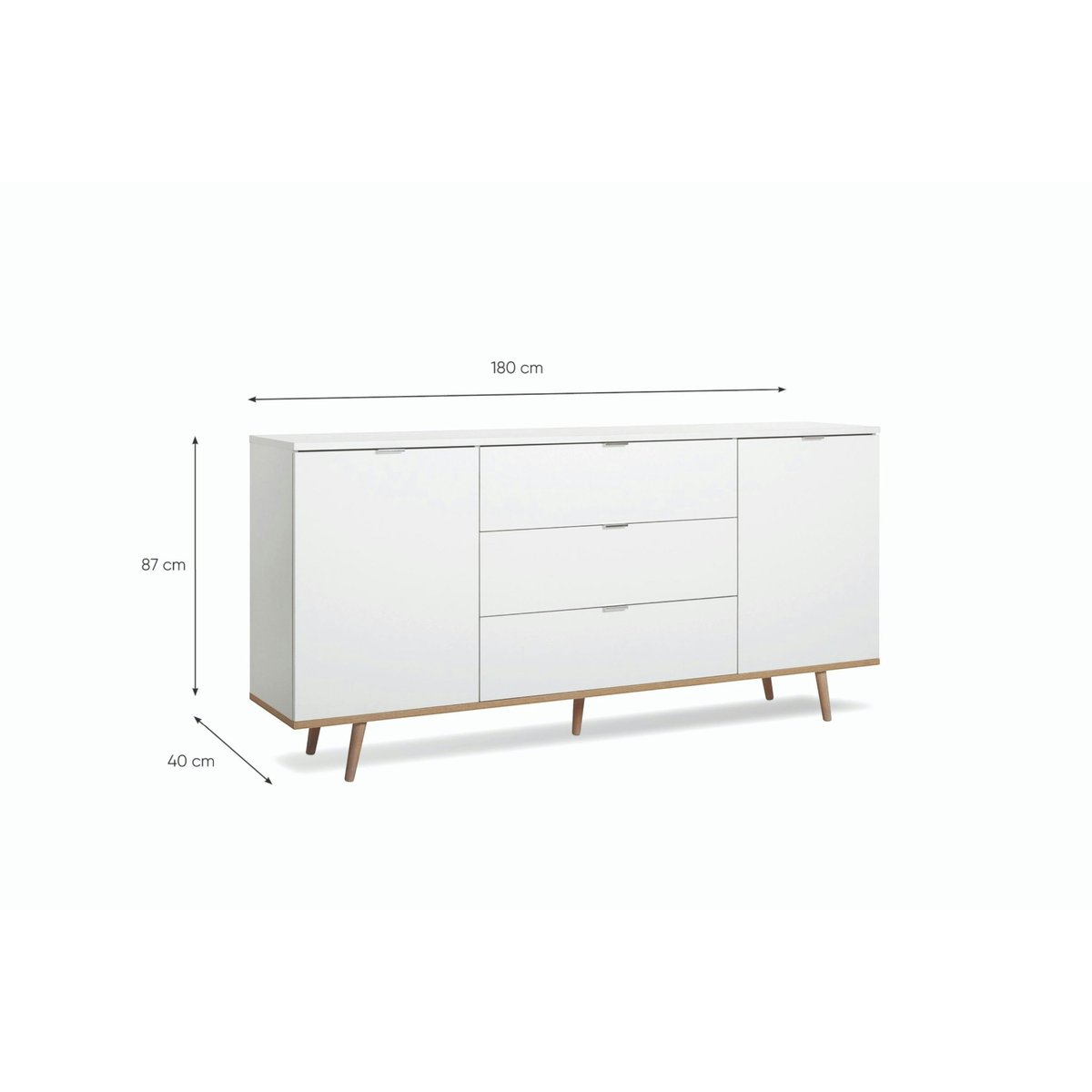 Buffet scandinave blanc 2 portes 3 tiroirs ALVA blanc, PIER IMPORT