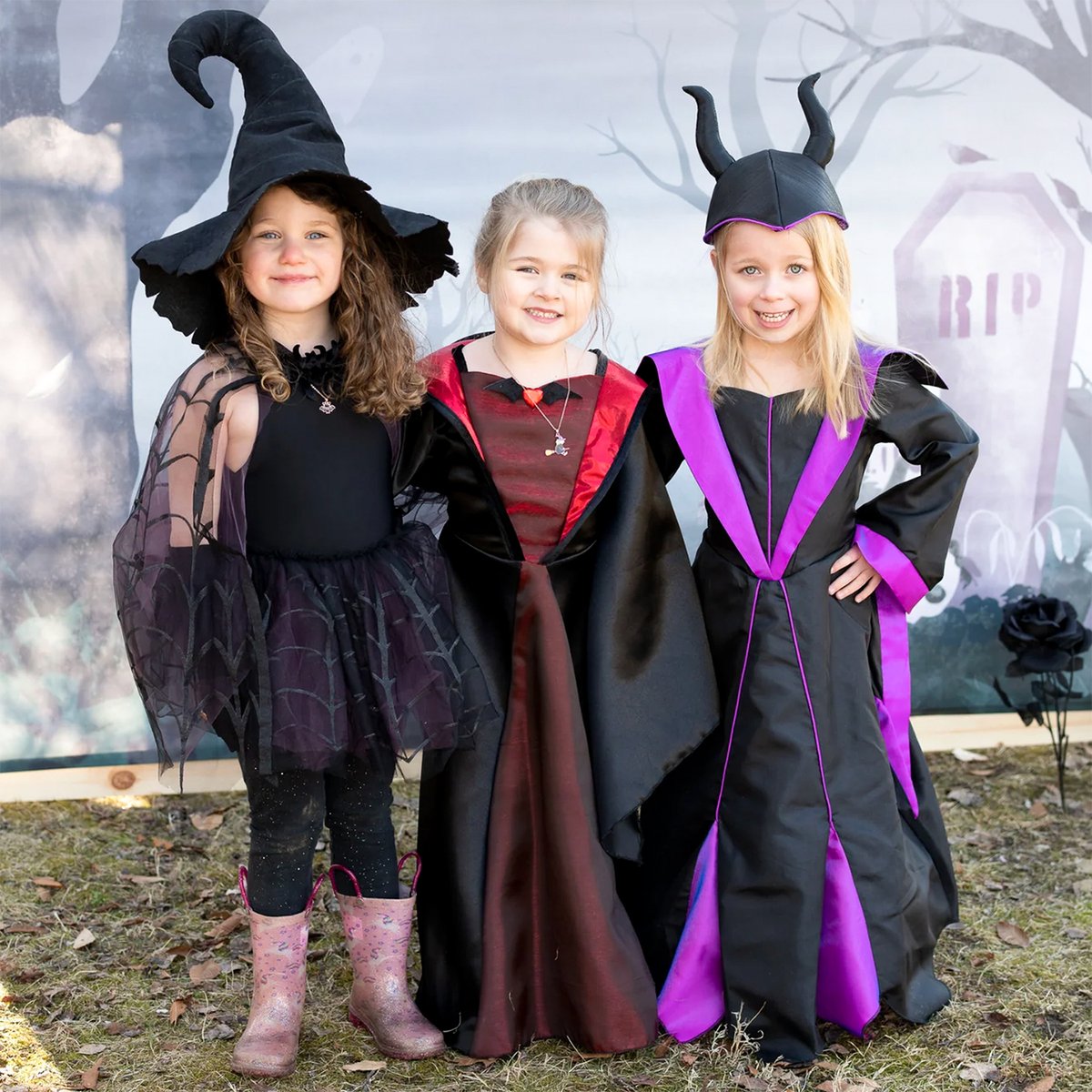 Déguisement princesse méchante enfant avec coiffe noir, GREAT PRETENDERS