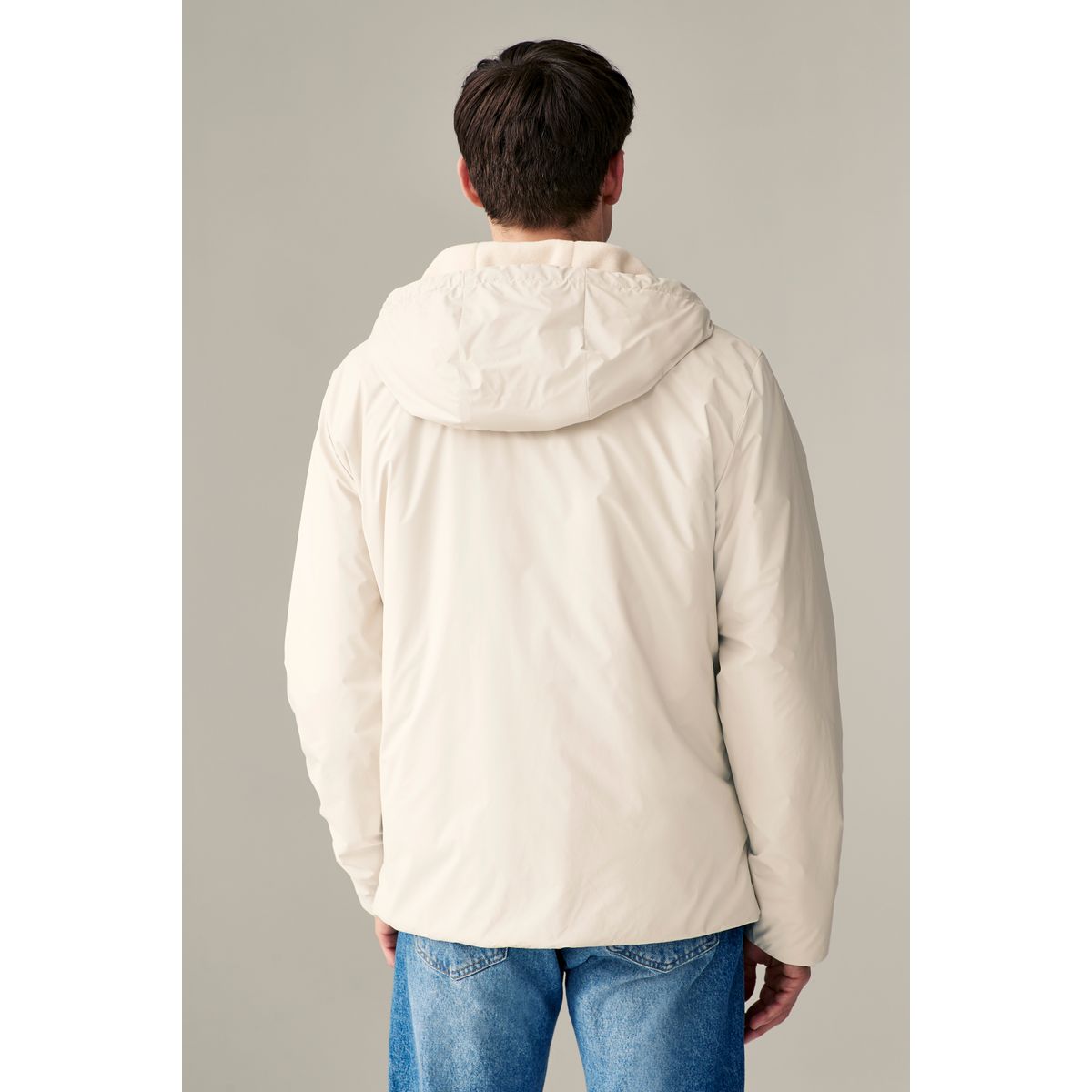 Veste capuche matelassée enduite gris clair, NEXT