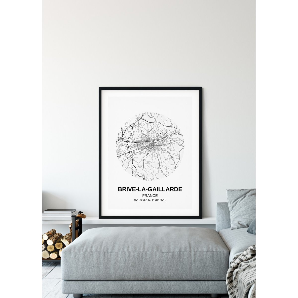Affiche Carte Brive-la-Gaillarde blanc, L'AFFICHERIE