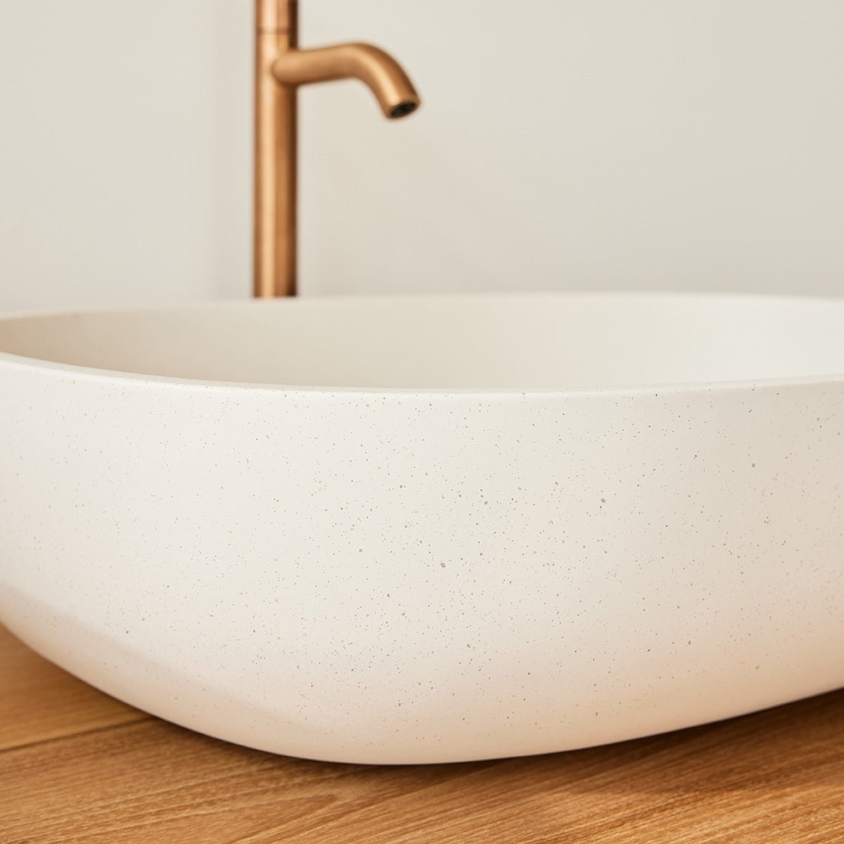 Vasque en béton beige ovale 50 cm LOTUS beige, BERAH GETAH