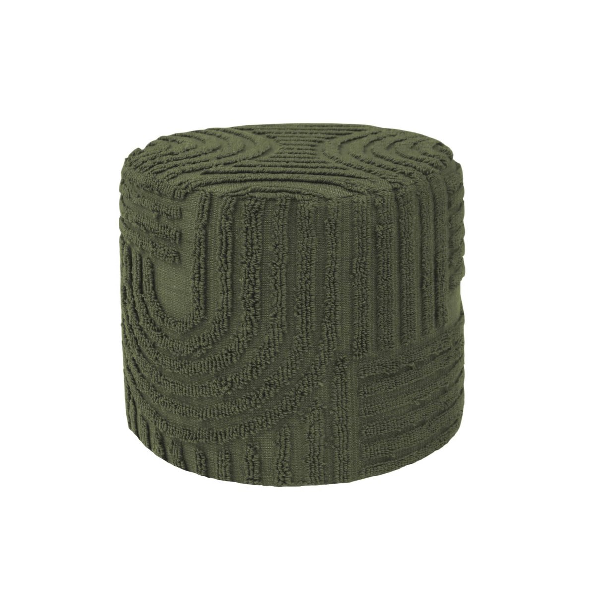 Pouf rond bouclette tuftée NUBA kaki, SWEEEK