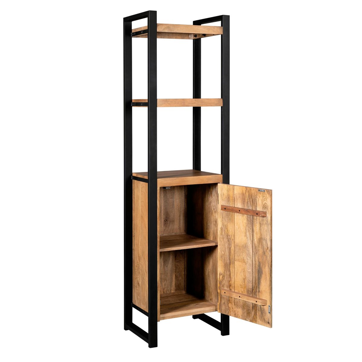 Colonne étagère en bois 1 porte 2 niches MILORA naturel, PIER IMPORT