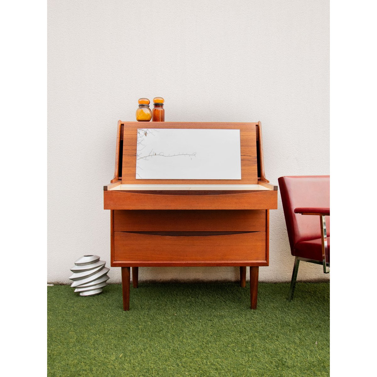 Secrétaire scandinave en bois Honoré N°127 - Bon état bois clair, DEBONGOUT