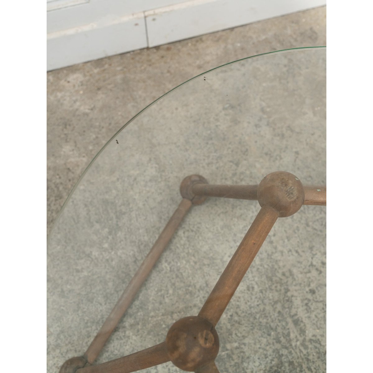Table basse ronde en verre et bois Donna N°1071 - Bon état transparent, DEBONGOUT