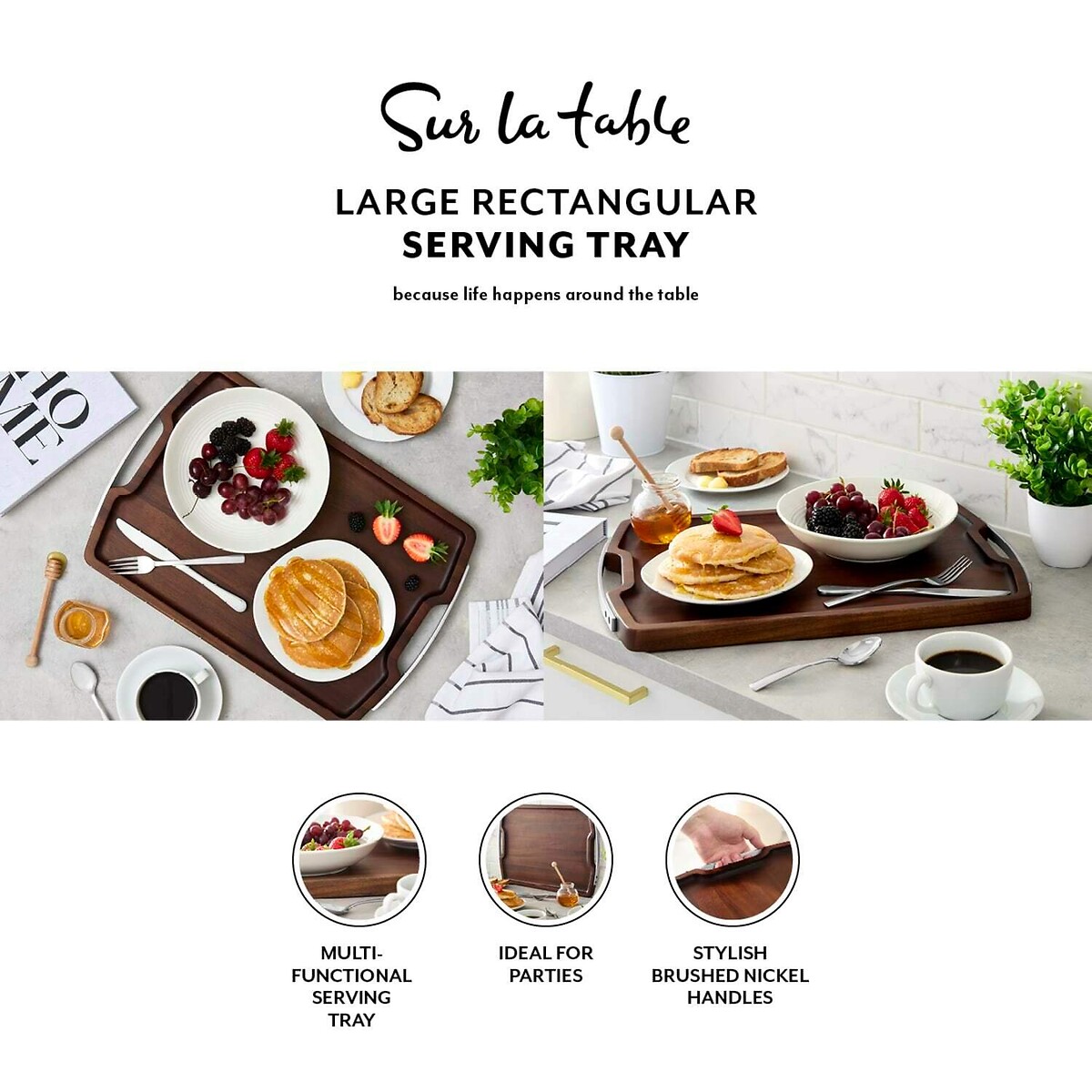 SLT Core Rectangular Serving Tray brown , SUR LA TABLE