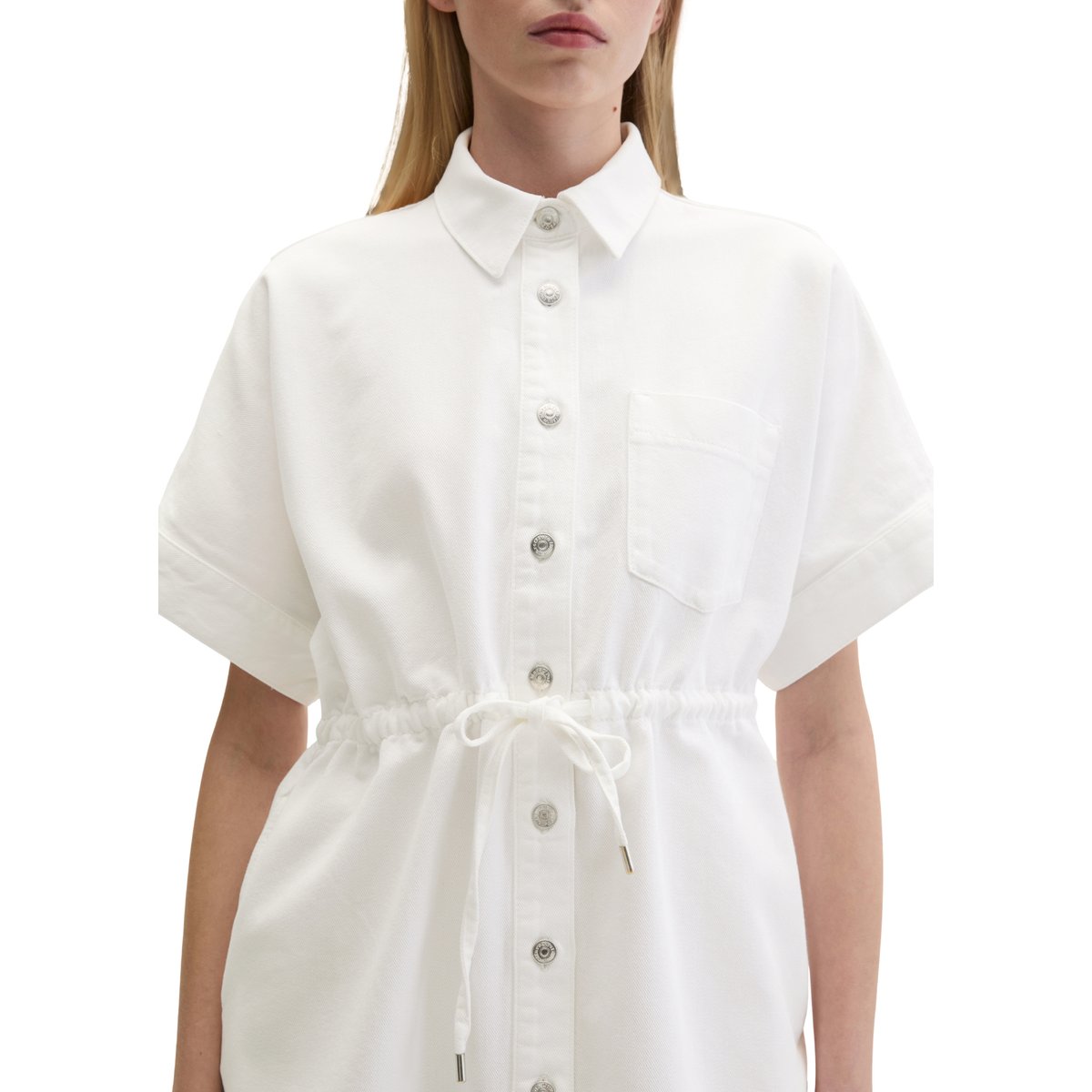 Robe en jean regular en mélange de coton organique et de lyocell blanc, MARC O'POLO